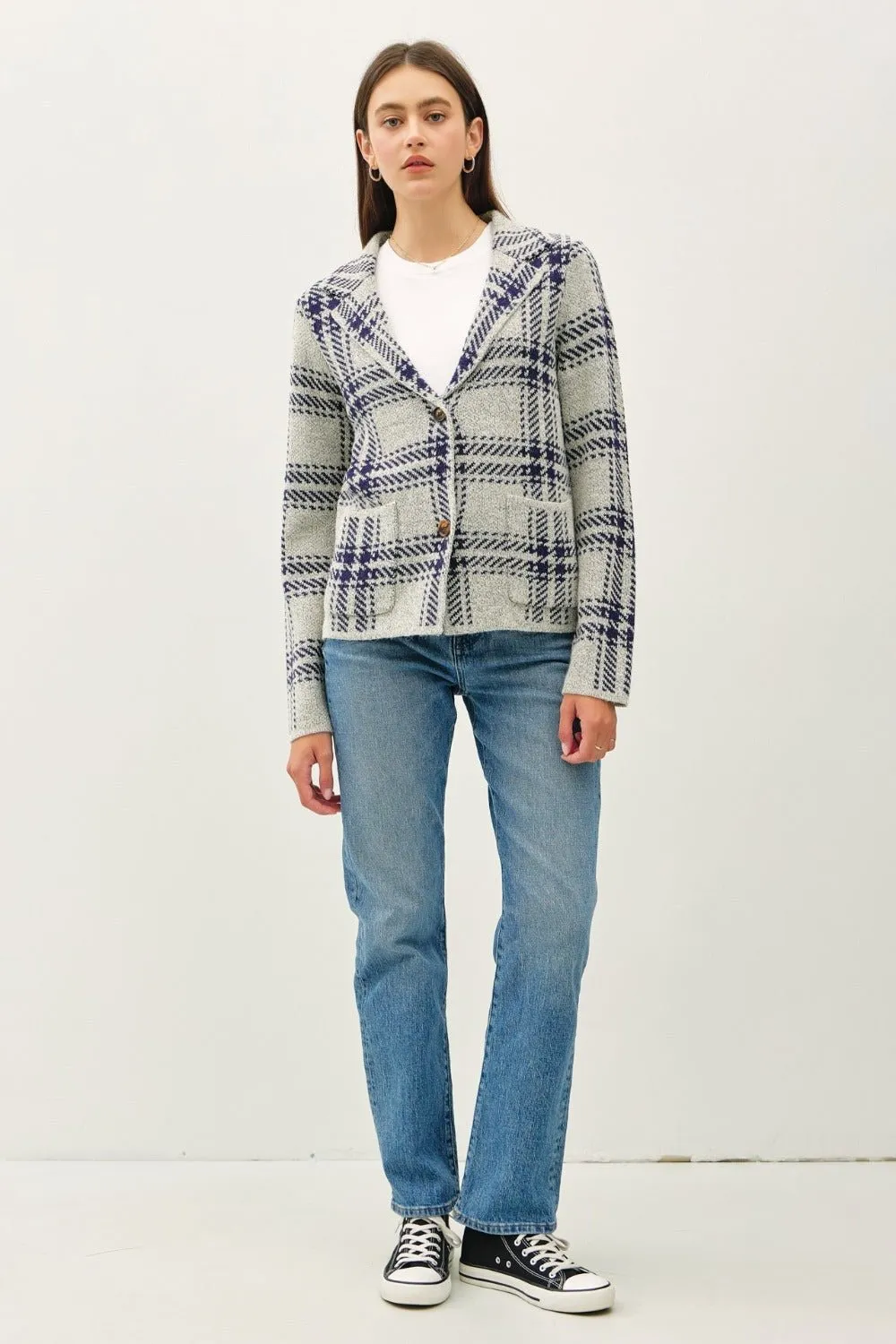 Plaid Sweater Jacket