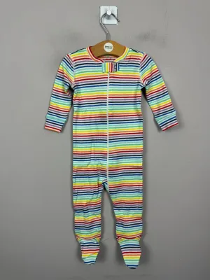 Primary Organic Sleepsuit - Multi Fine Stripes 3-6m NEW