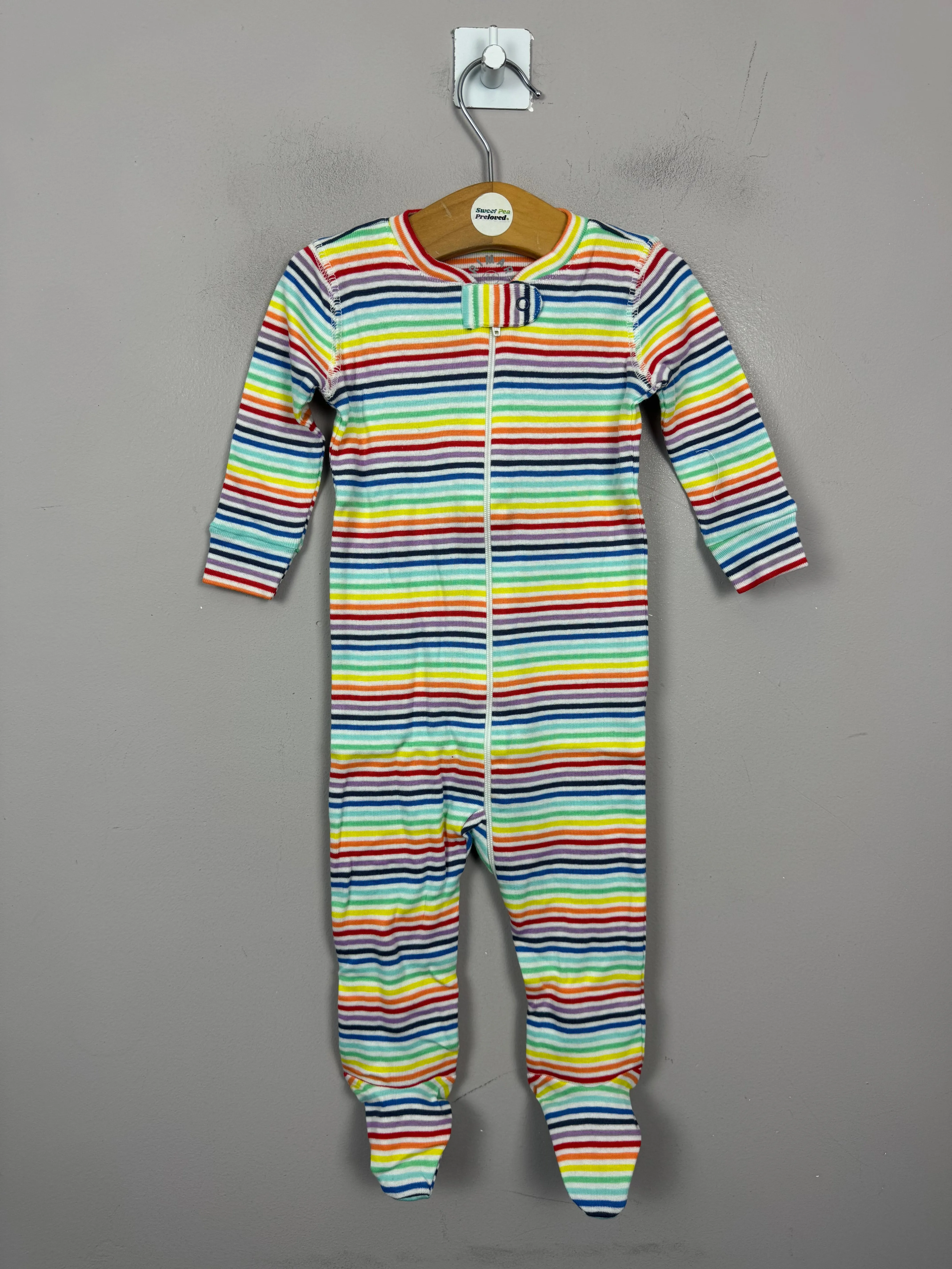 Primary Organic Sleepsuit - Multi Fine Stripes 3-6m NEW