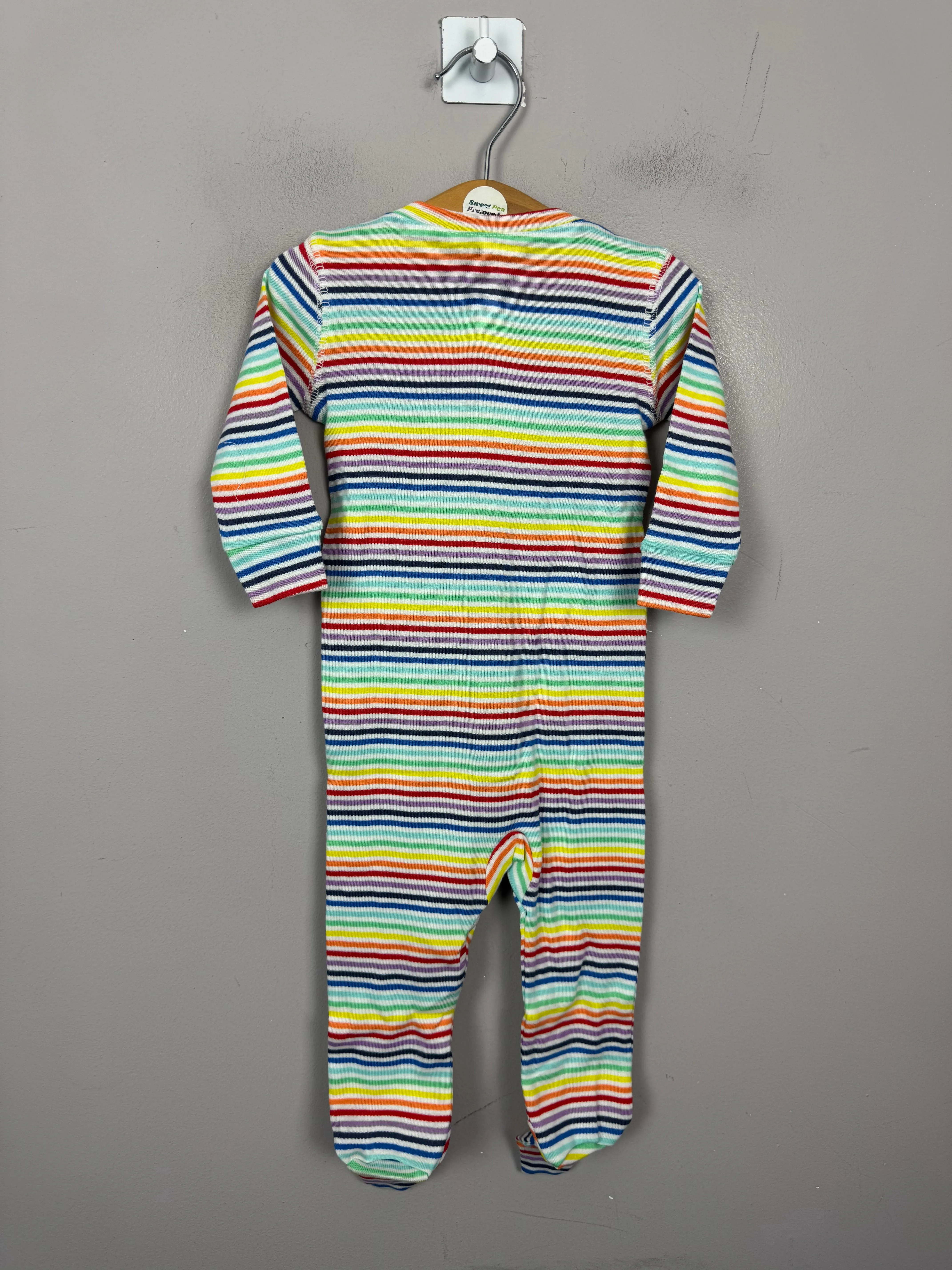 Primary Organic Sleepsuit - Multi Fine Stripes 3-6m NEW