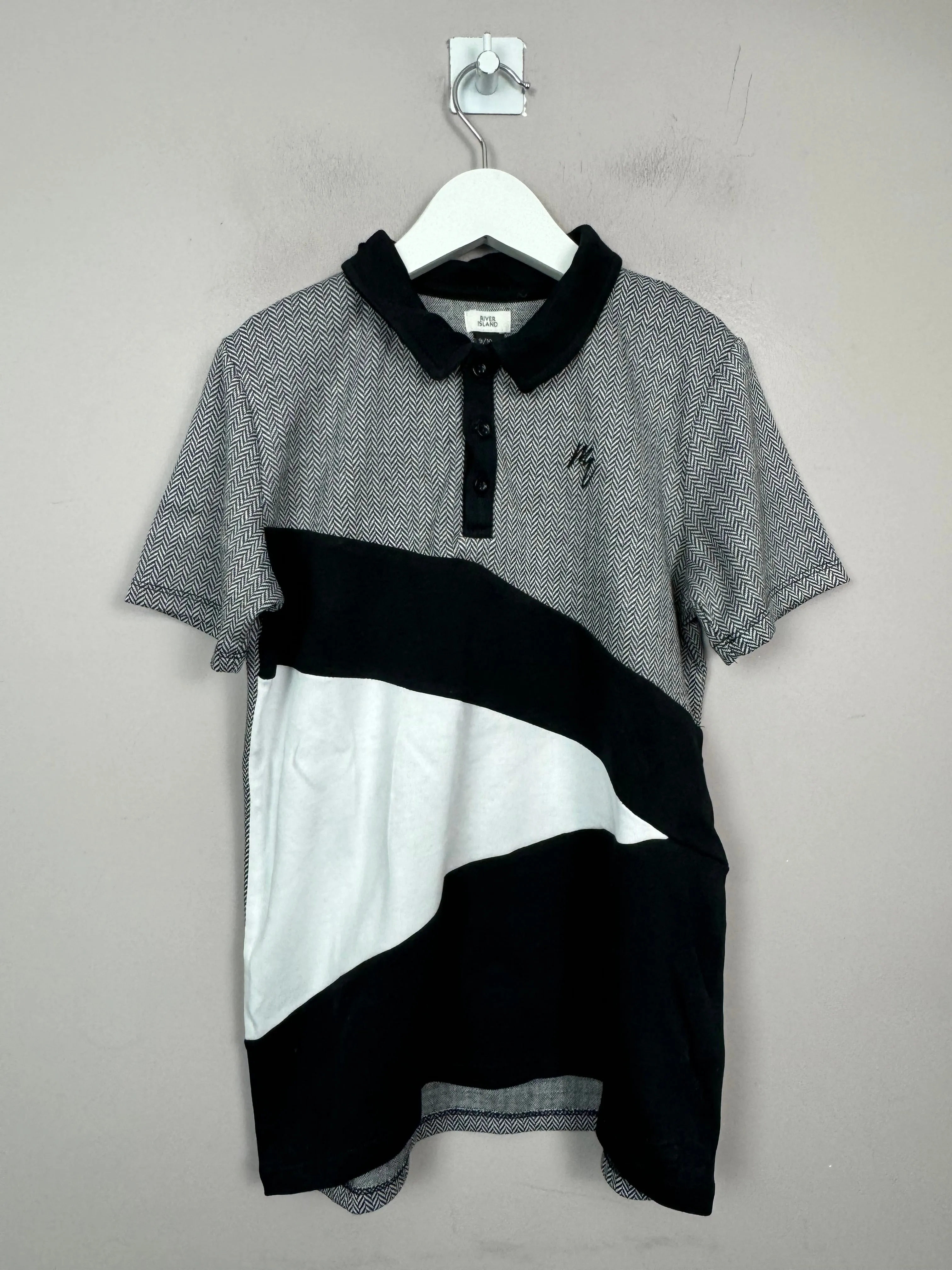 River Island Black White Polo 9-10y