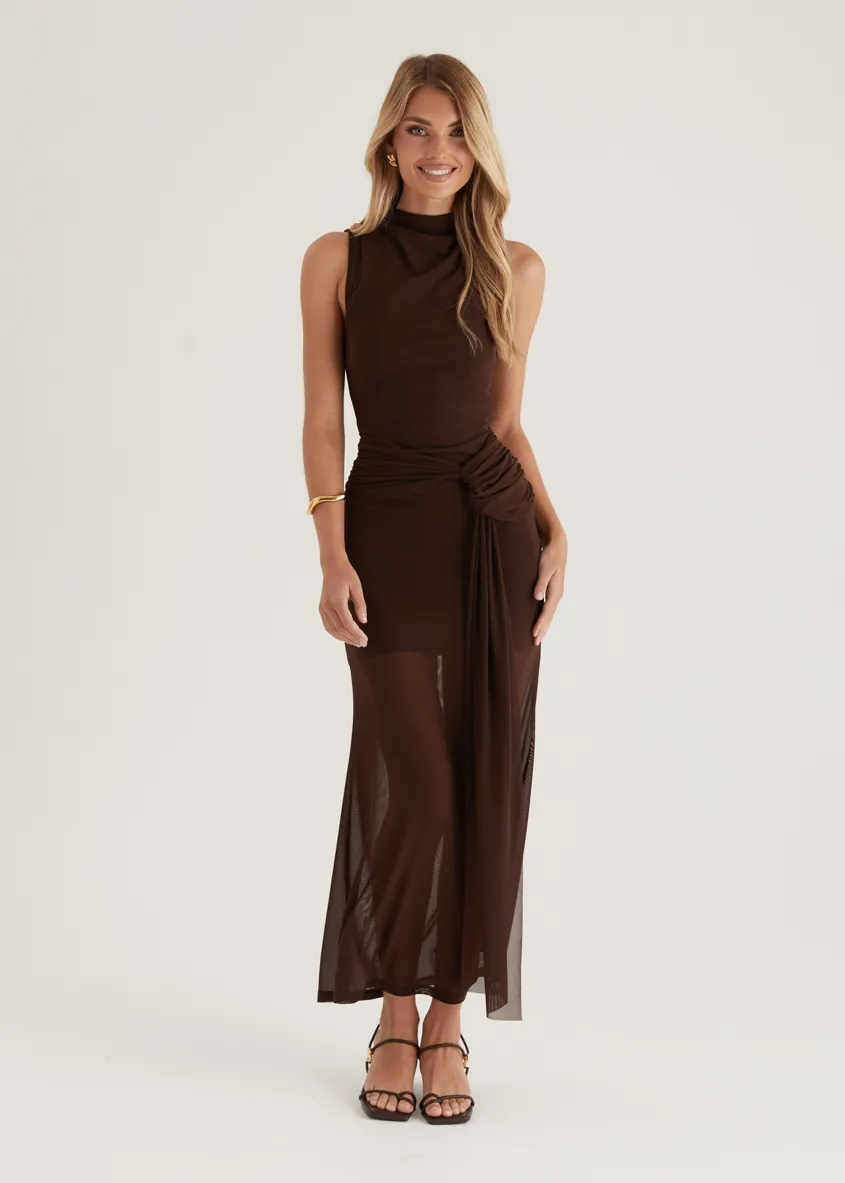 Senorita Mesh Maxi Dress - Chocolate