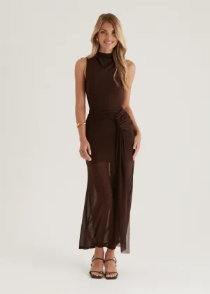 Senorita Mesh Maxi Dress - Chocolate