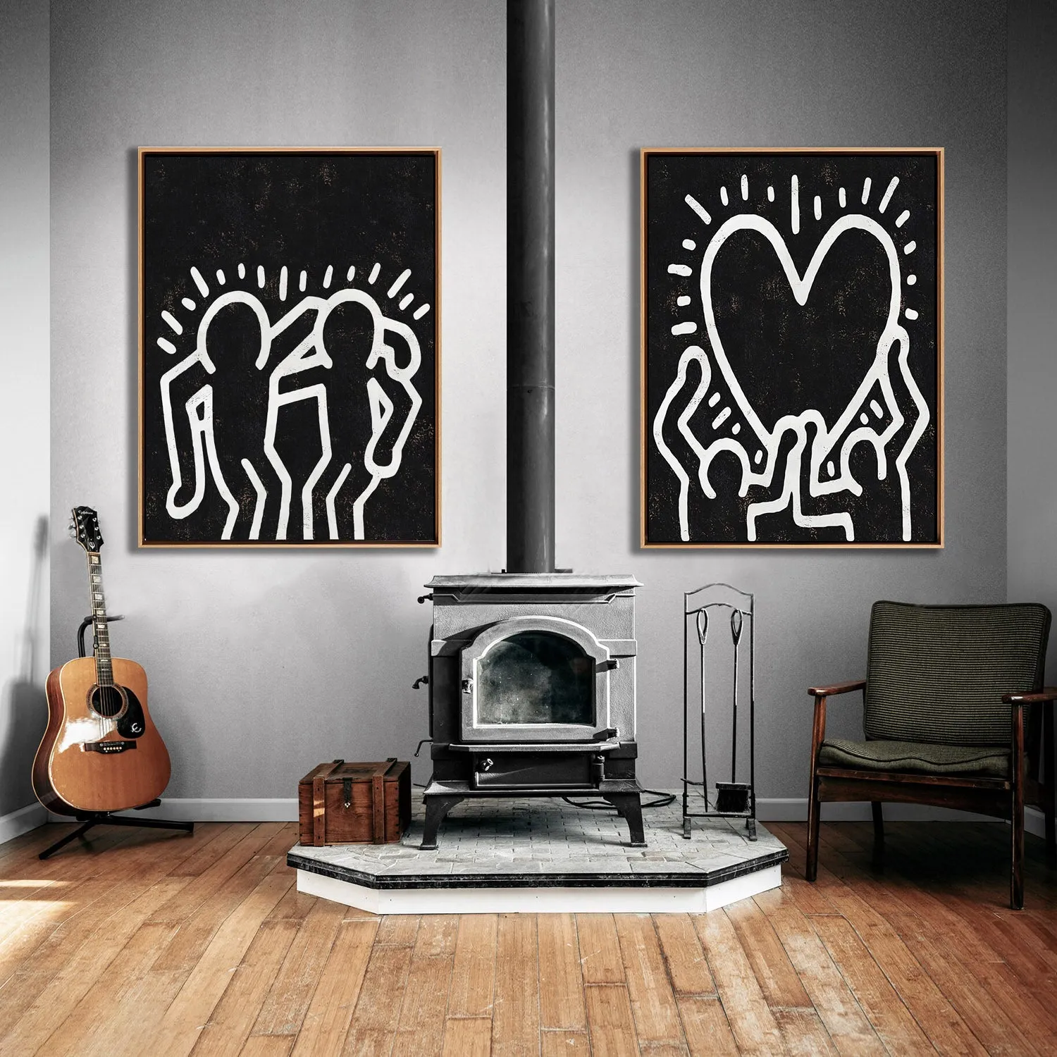 Set of 2 Minimal Painting Dancing Man P136