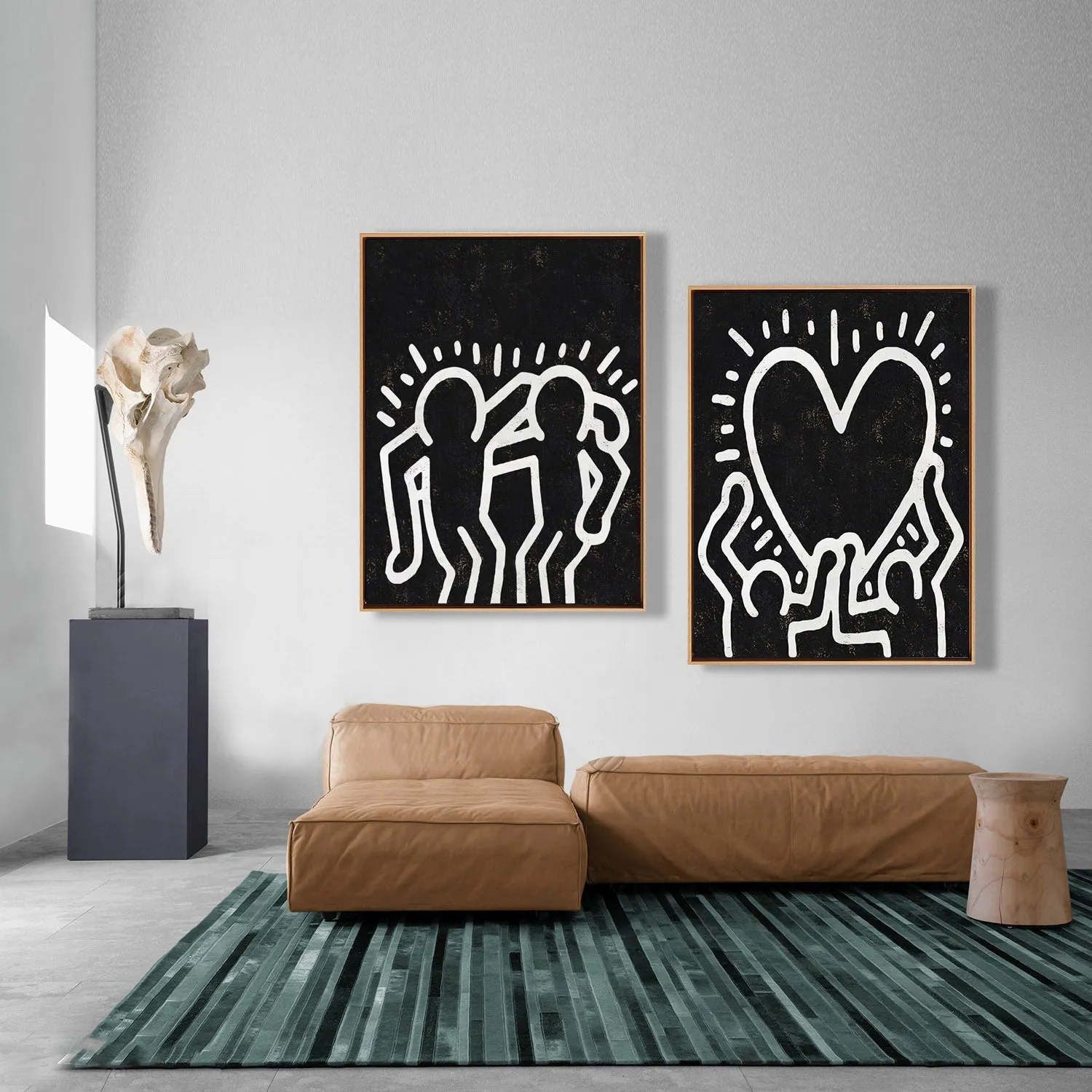 Set of 2 Minimal Painting Dancing Man P136