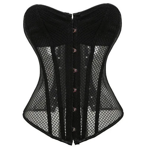 Sexy Steel Boned Corsets Women's Gothic Mesh Breathable Black Bustier Corset Body Shaper Waist Trainer Bustiers Corselet
