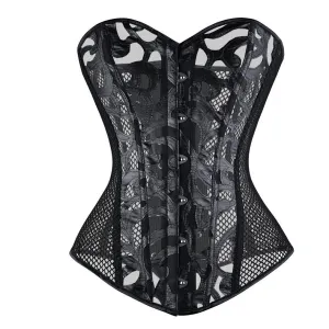 Sexy Steel Boned Corsets Women's Gothic Mesh Breathable Black Bustier Corset Body Shaper Waist Trainer Bustiers Corselet