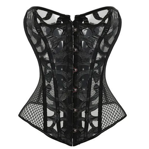 Sexy Steel Boned Corsets Women's Gothic Mesh Breathable Black Bustier Corset Body Shaper Waist Trainer Bustiers Corselet