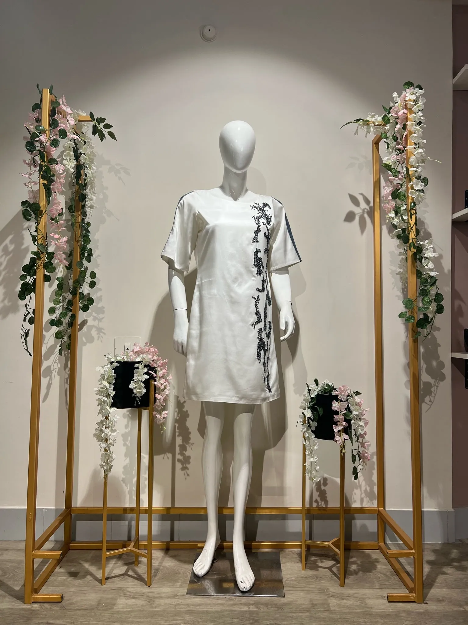 Shift Dress embroidery with Bugle Beads