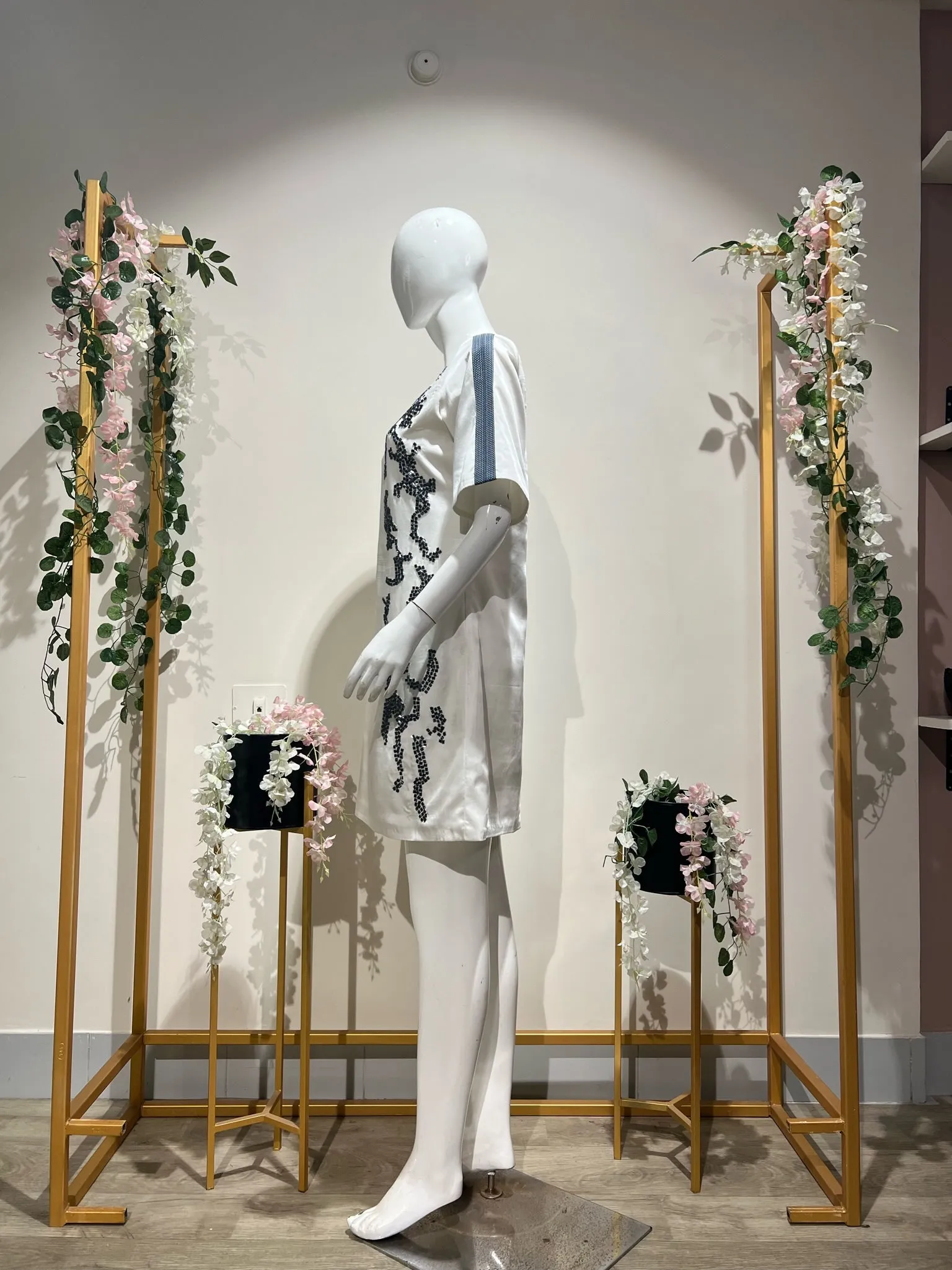 Shift Dress embroidery with Bugle Beads