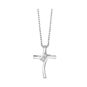 Silver (SLV 995) Diamond Classic Book Cross Pendants Neckwear Pendant  - 1/10 ctw