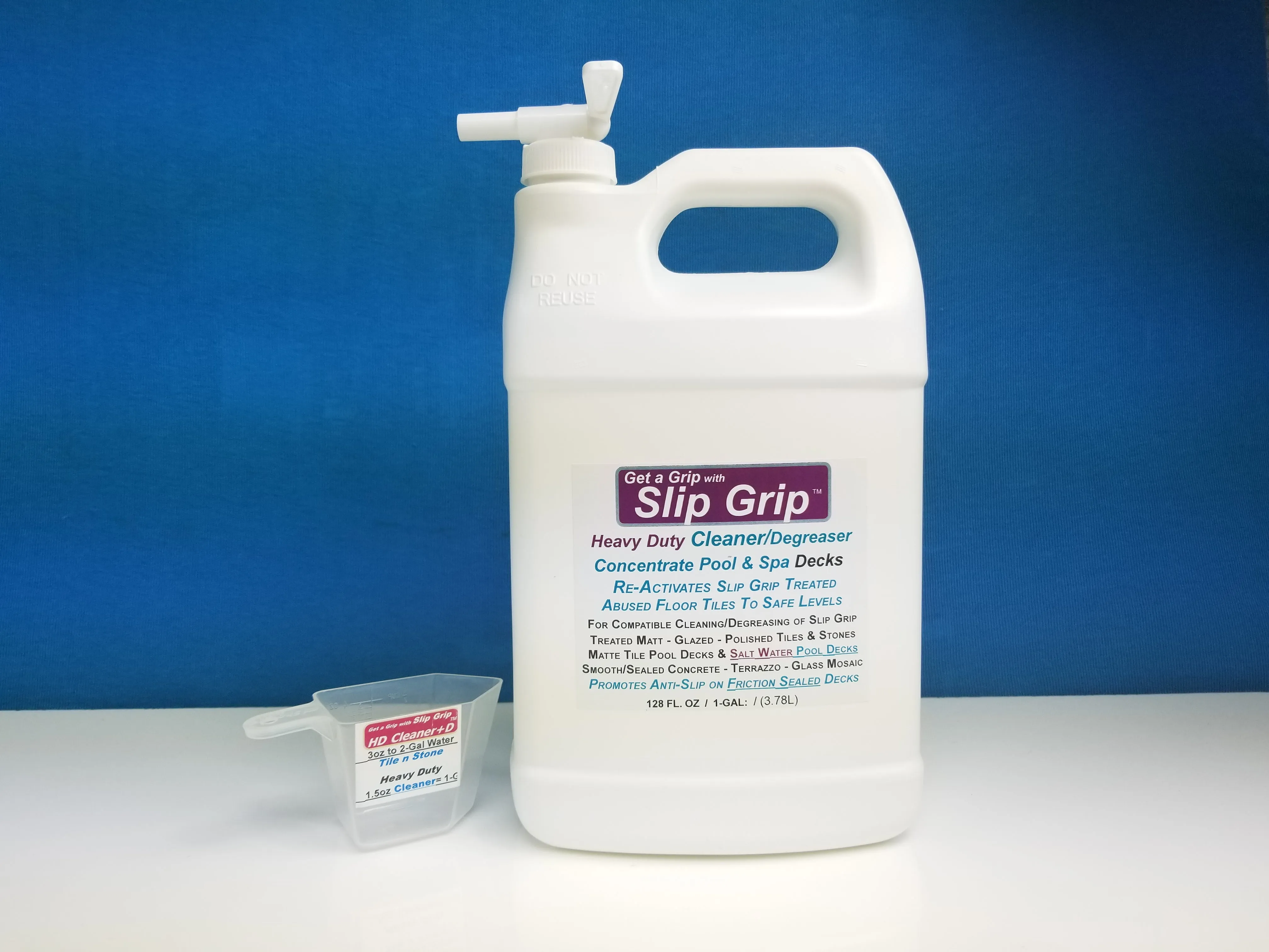 Slip Grip - Pool Tile & Stone Deck Heavy Duty Cleaner / De-Greaser / Concentrate / For Salt Water Pool Deck, 128 fl. oz. = 128 Gallons
