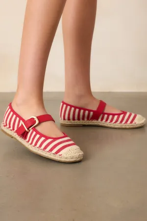 Slow Living Red Stripe Espadrille Mary Jane Flats