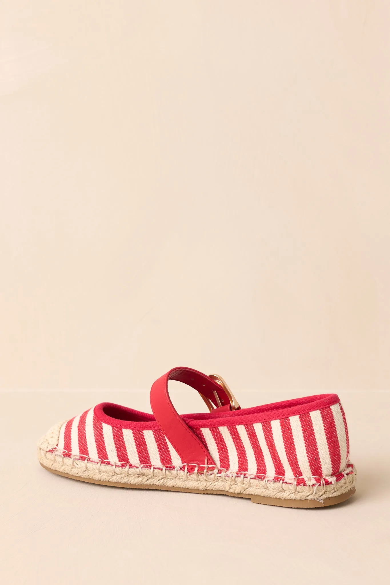 Slow Living Red Stripe Espadrille Mary Jane Flats