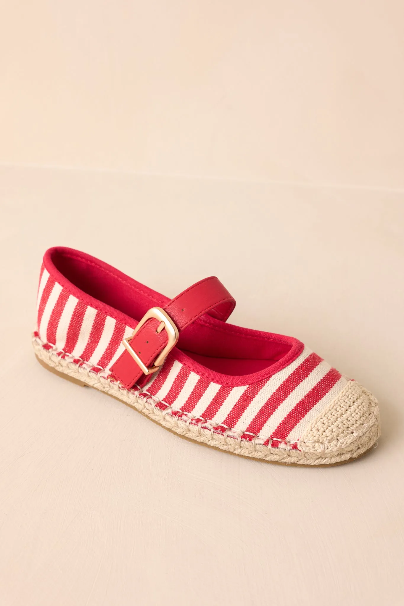Slow Living Red Stripe Espadrille Mary Jane Flats