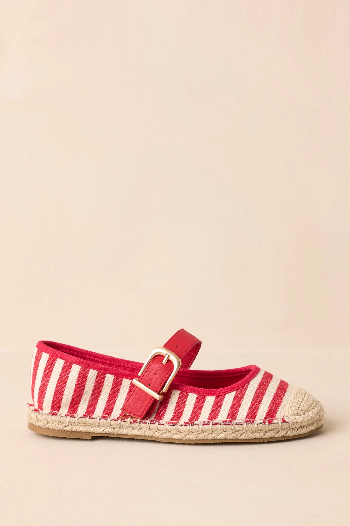 Slow Living Red Stripe Espadrille Mary Jane Flats