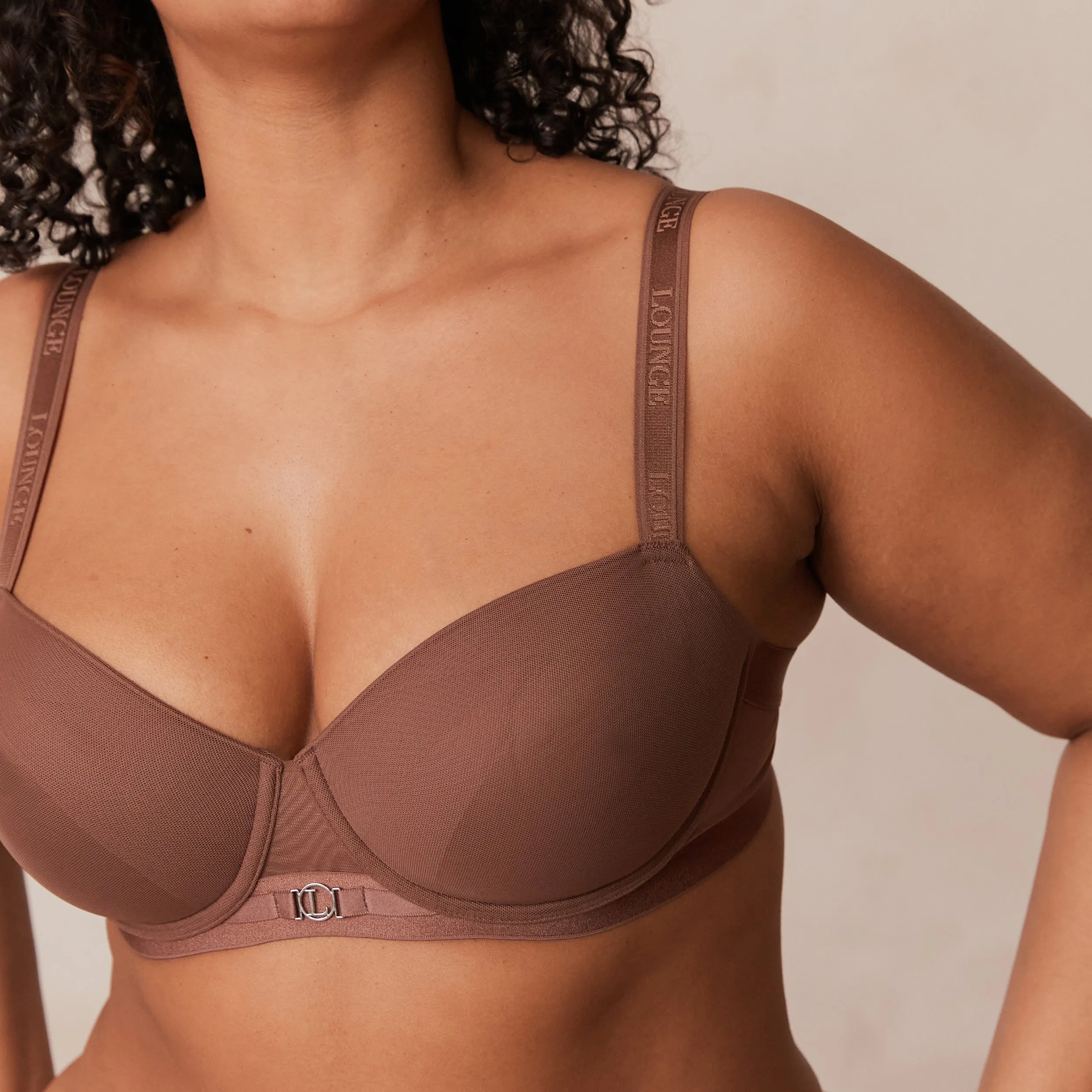 Smooth Mesh T-shirt Soutien-Gorge - Noisette