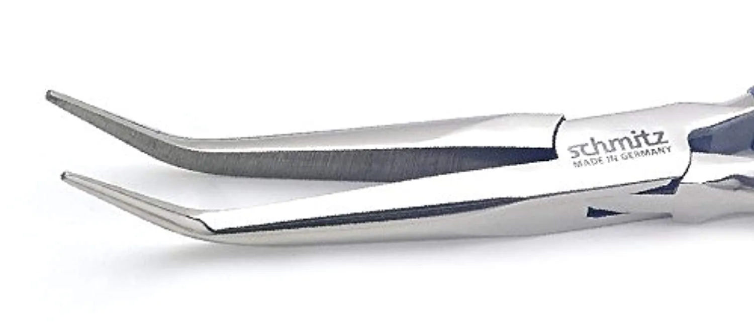 Snipe nose pliers 8'' bent, very long and strong, smooth jaws - With double leaf springs 4913HS22