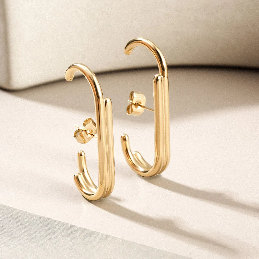 Splicing C-shaped smooth earrings-SCE360STGC