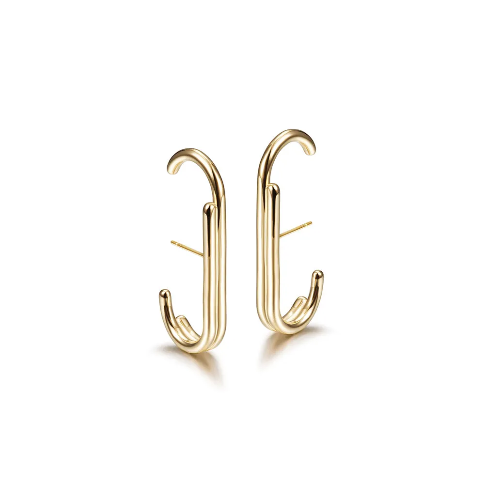 Splicing C-shaped smooth earrings-SCE360STGC