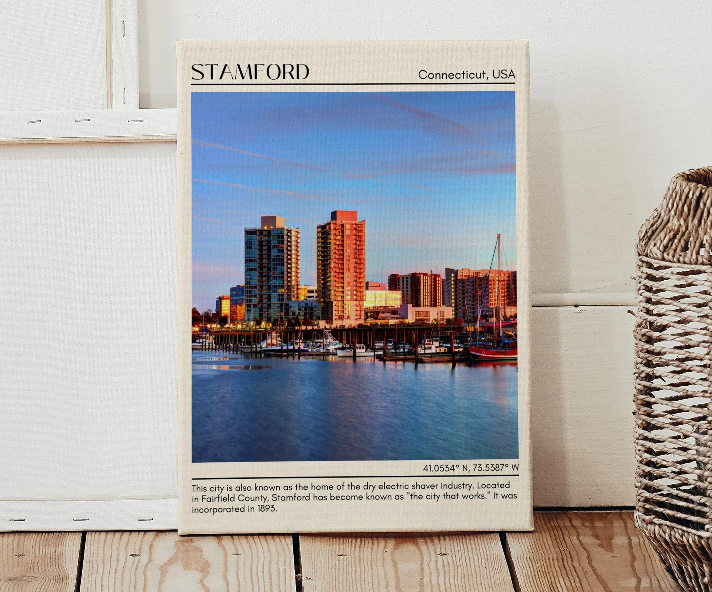 Stamford Minimal Wall Art, Connecticut, USA
