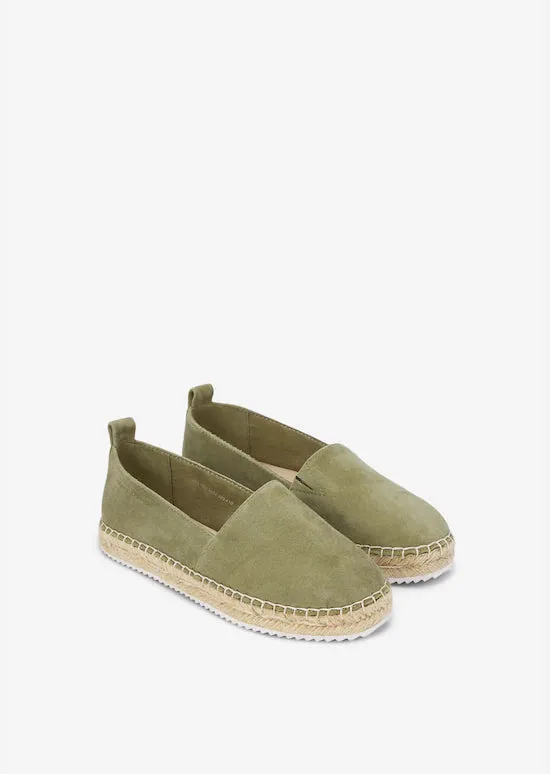 Suede Espadrilles Khaki