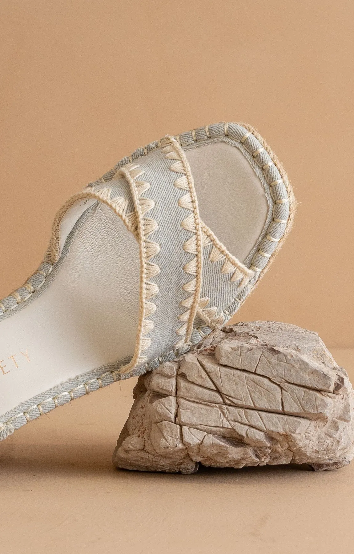 The Essie Espadrille Slide with Embroidered Straps