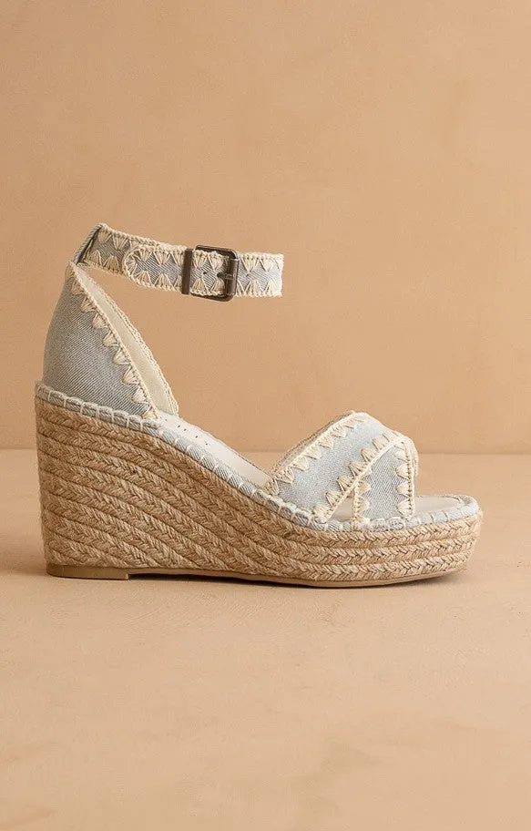 The Essie Espadrille Slide with Embroidered Straps