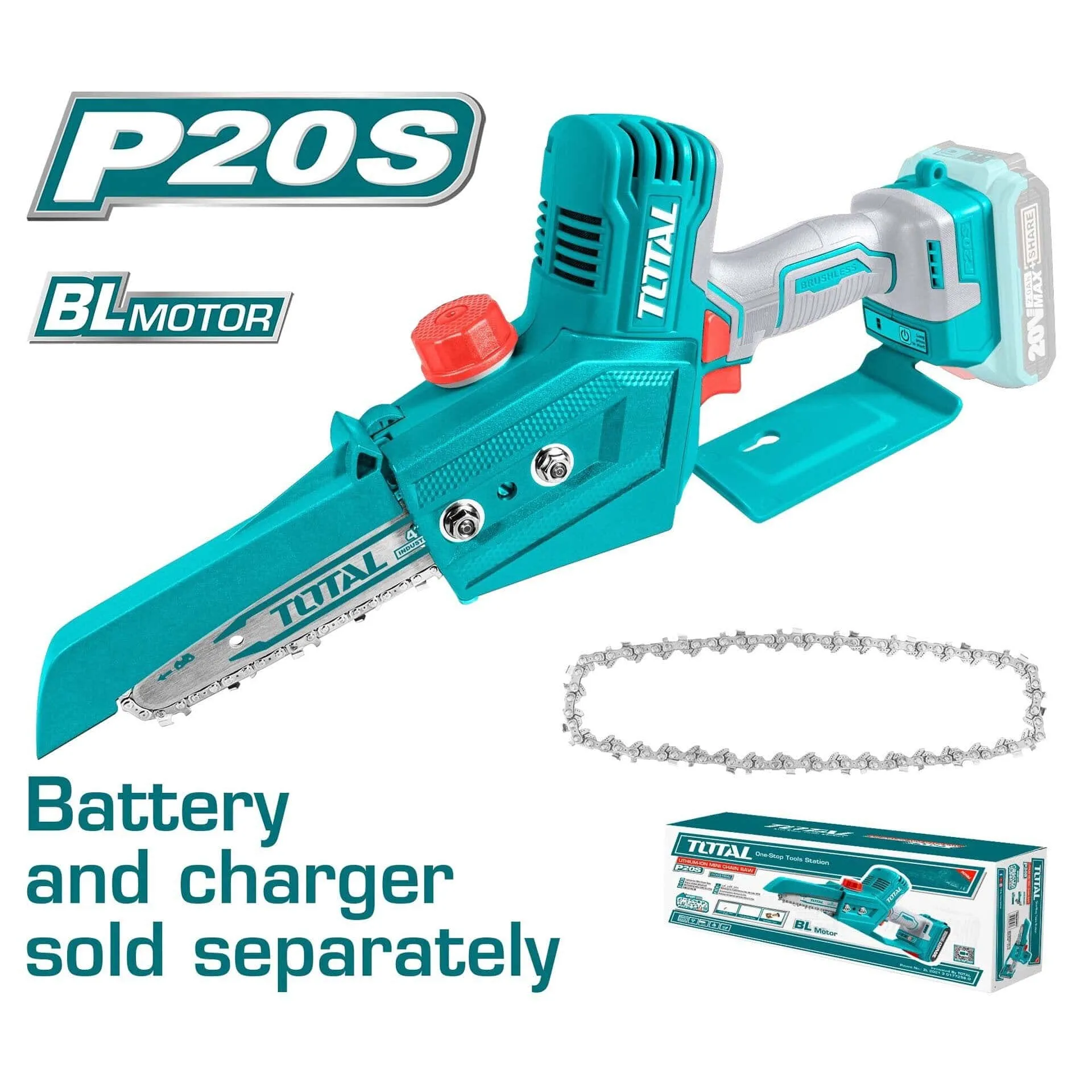 Total 20V Lithium-Ion Cordless Mini Chain Saw - TGSLI2068