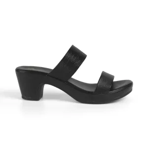 Tresmode Glo Black Women's Dress Block Heel Sandals