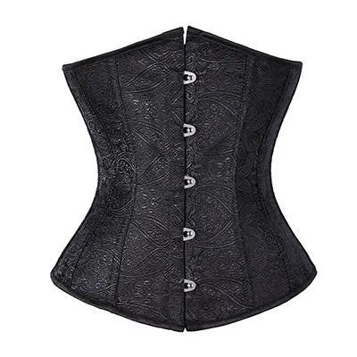 Underbust Waist Training Bone Floral Shaper Lace-up Zipper Corset Girdle Trainer