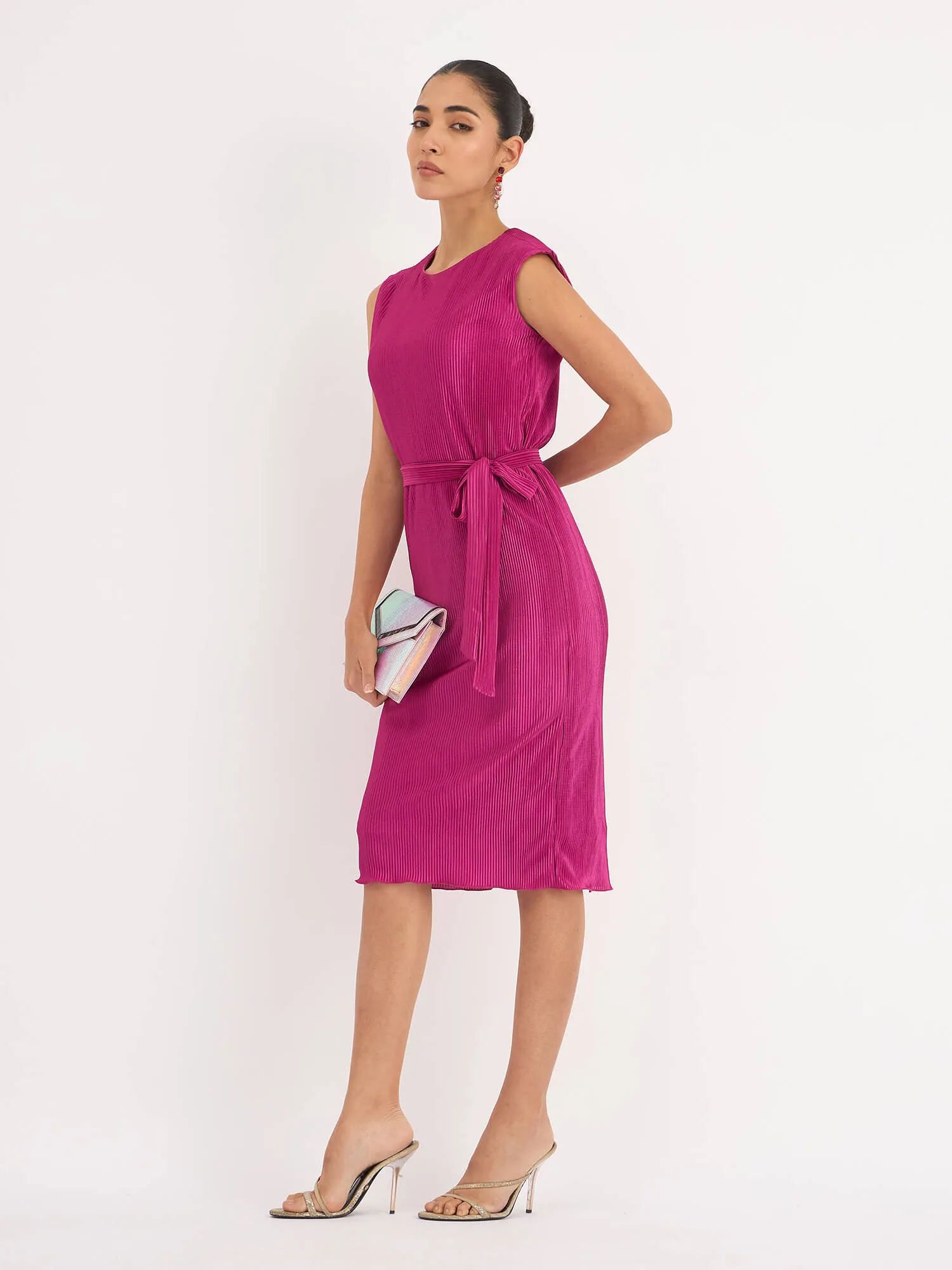 Valeria Shift Dress-Dark Pink