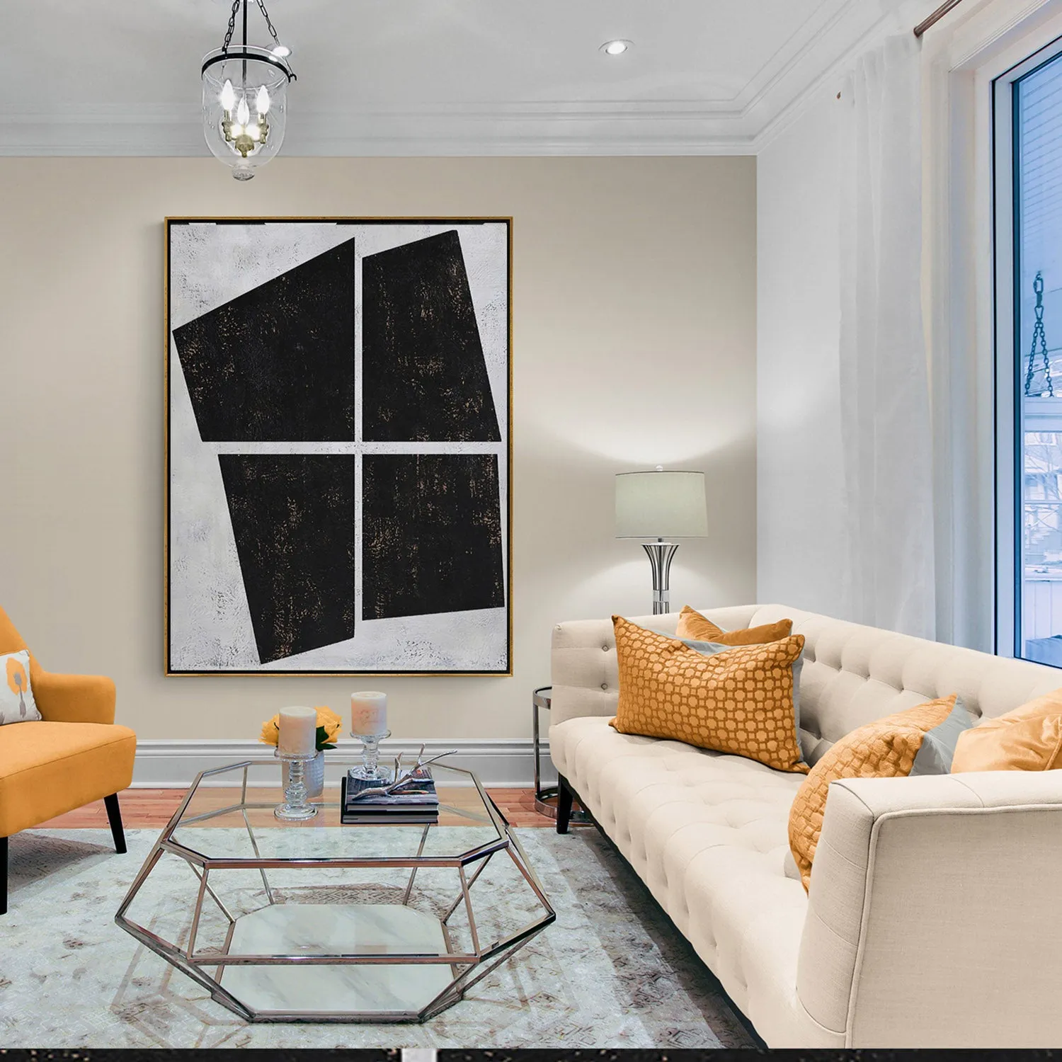 Vertical Minimal Geometric Painting H74V