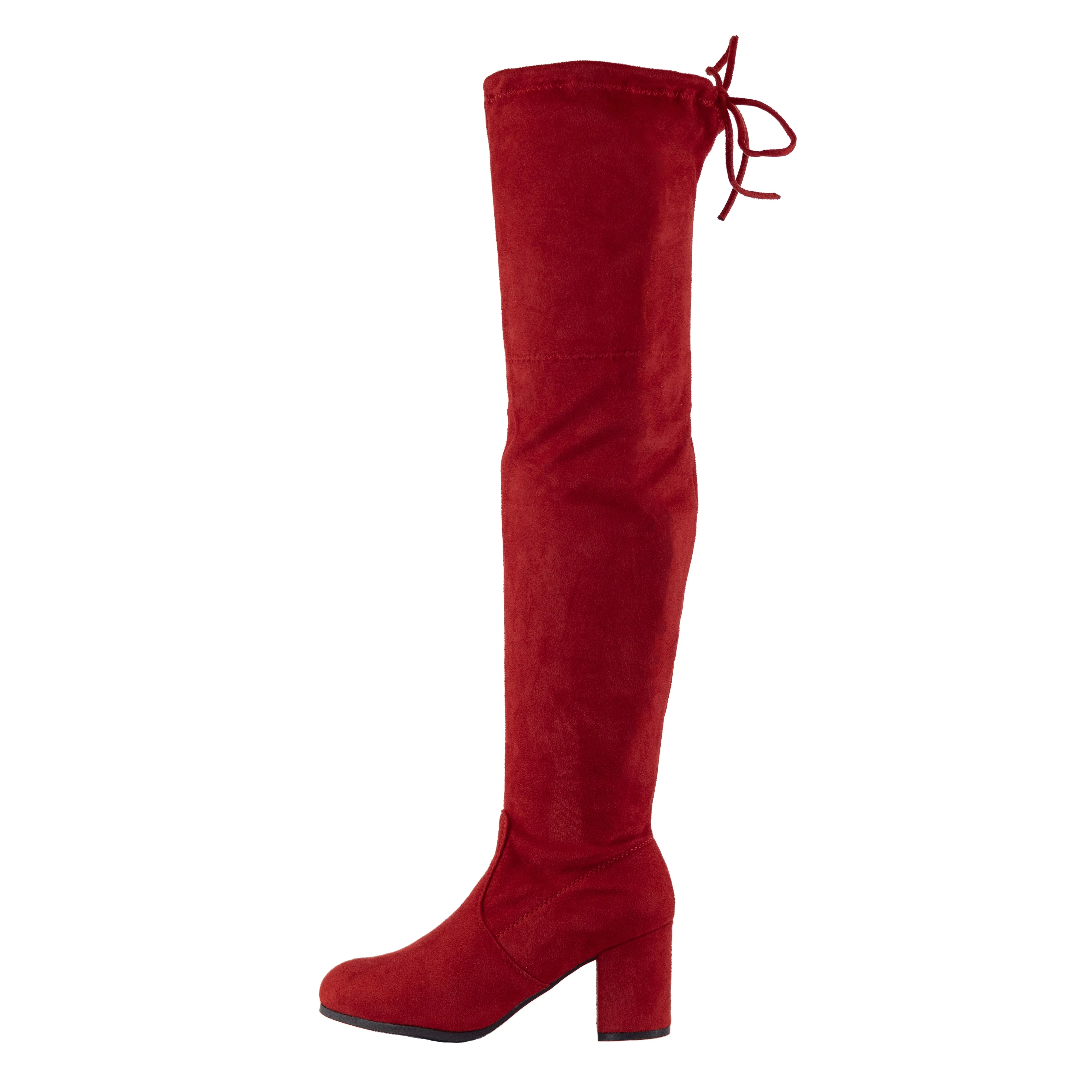 Victim - Women's Over The Knee Suede Boots, Mid Heel & Lace-Up Detail, Perfect for Elevating Your Cold Weather Style