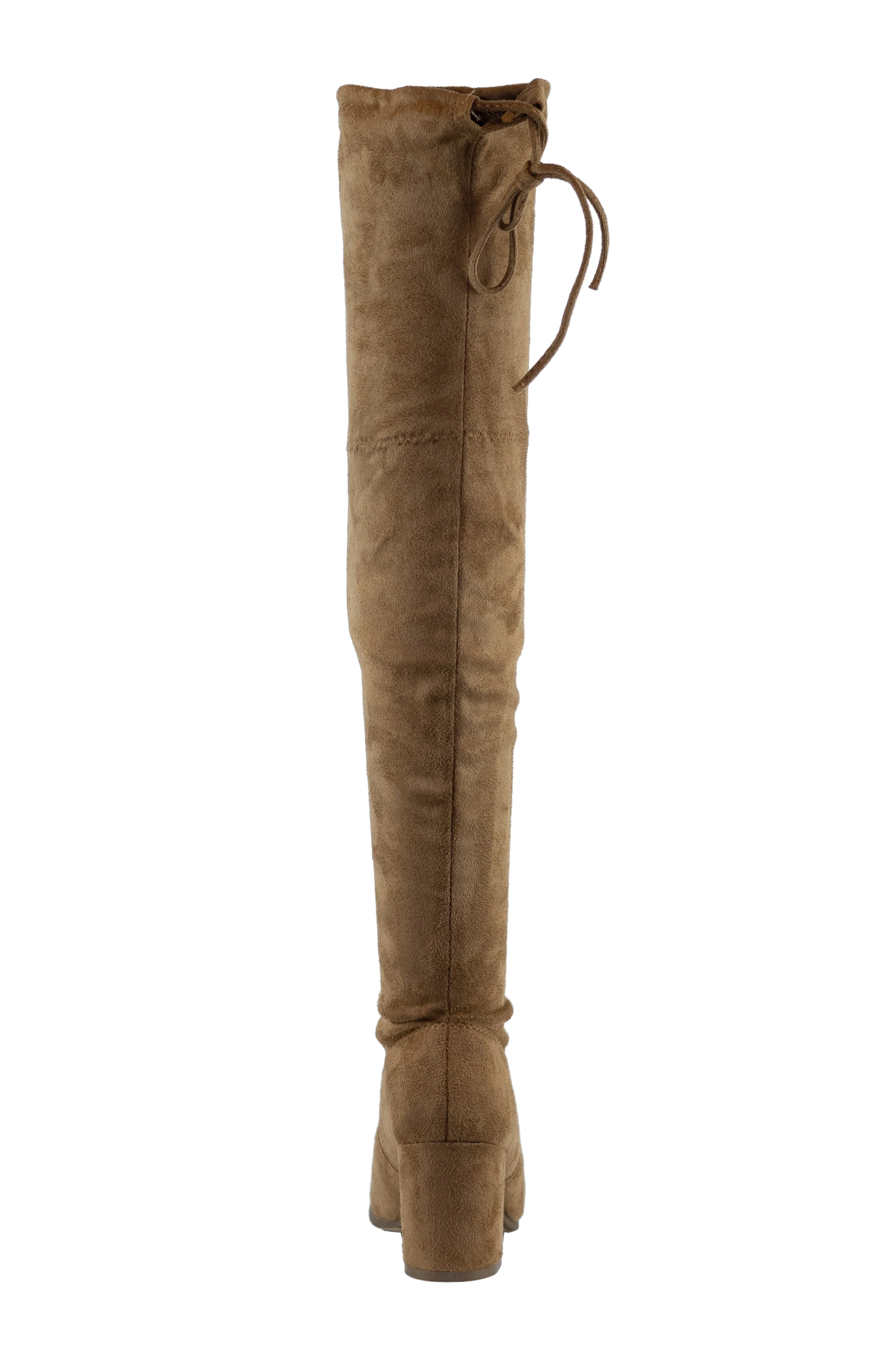 Victim - Women's Over The Knee Suede Boots, Mid Heel & Lace-Up Detail, Perfect for Elevating Your Cold Weather Style