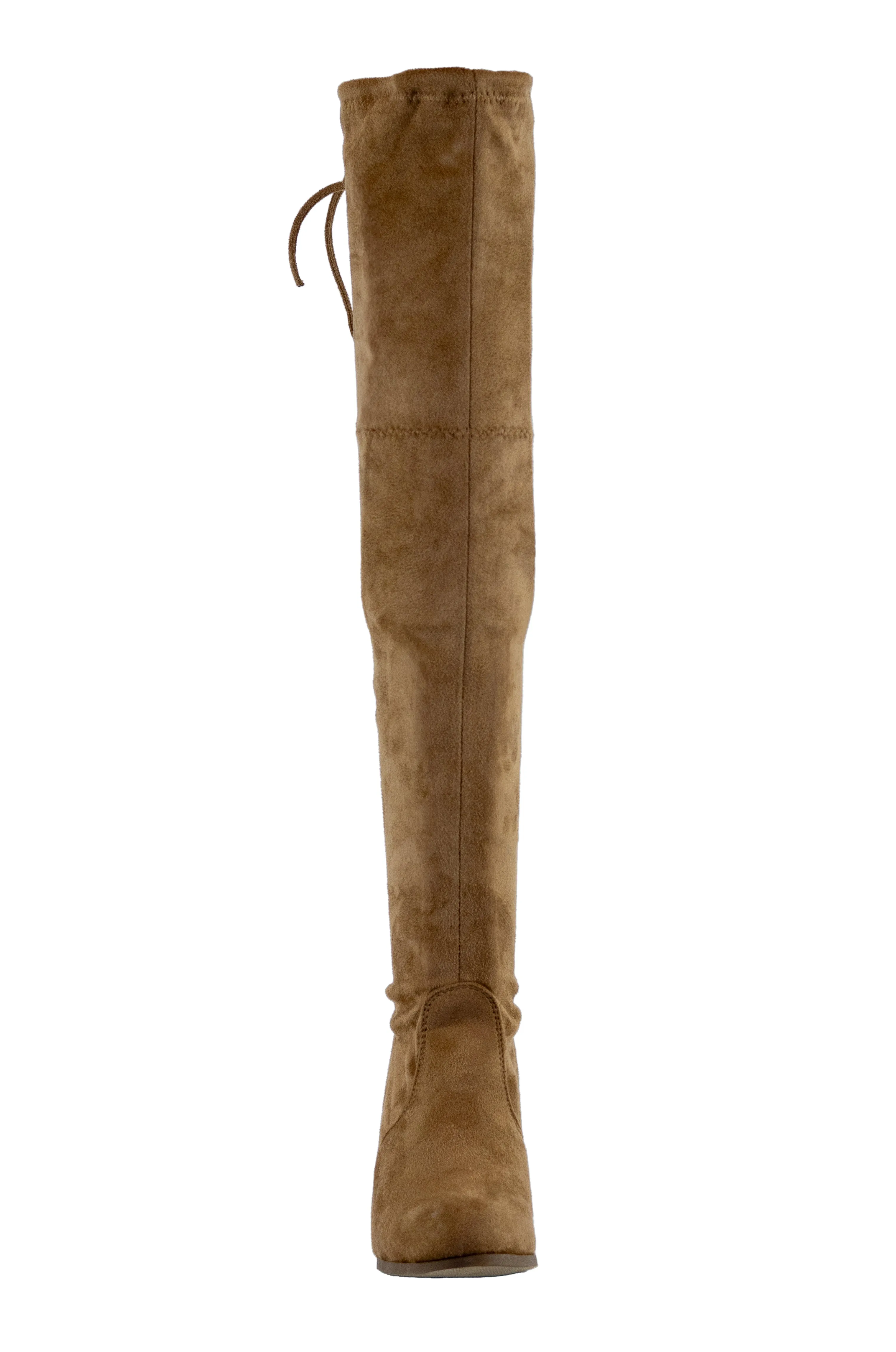 Victim - Women's Over The Knee Suede Boots, Mid Heel & Lace-Up Detail, Perfect for Elevating Your Cold Weather Style
