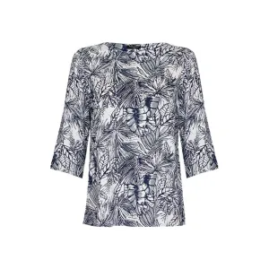 VIZ A VIZ Boxy Leaf Print Top