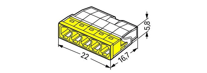 Wago 2273-205 5-Conductor Compact Push Wire Connector Terminal Block Yellow (100 Full Box)