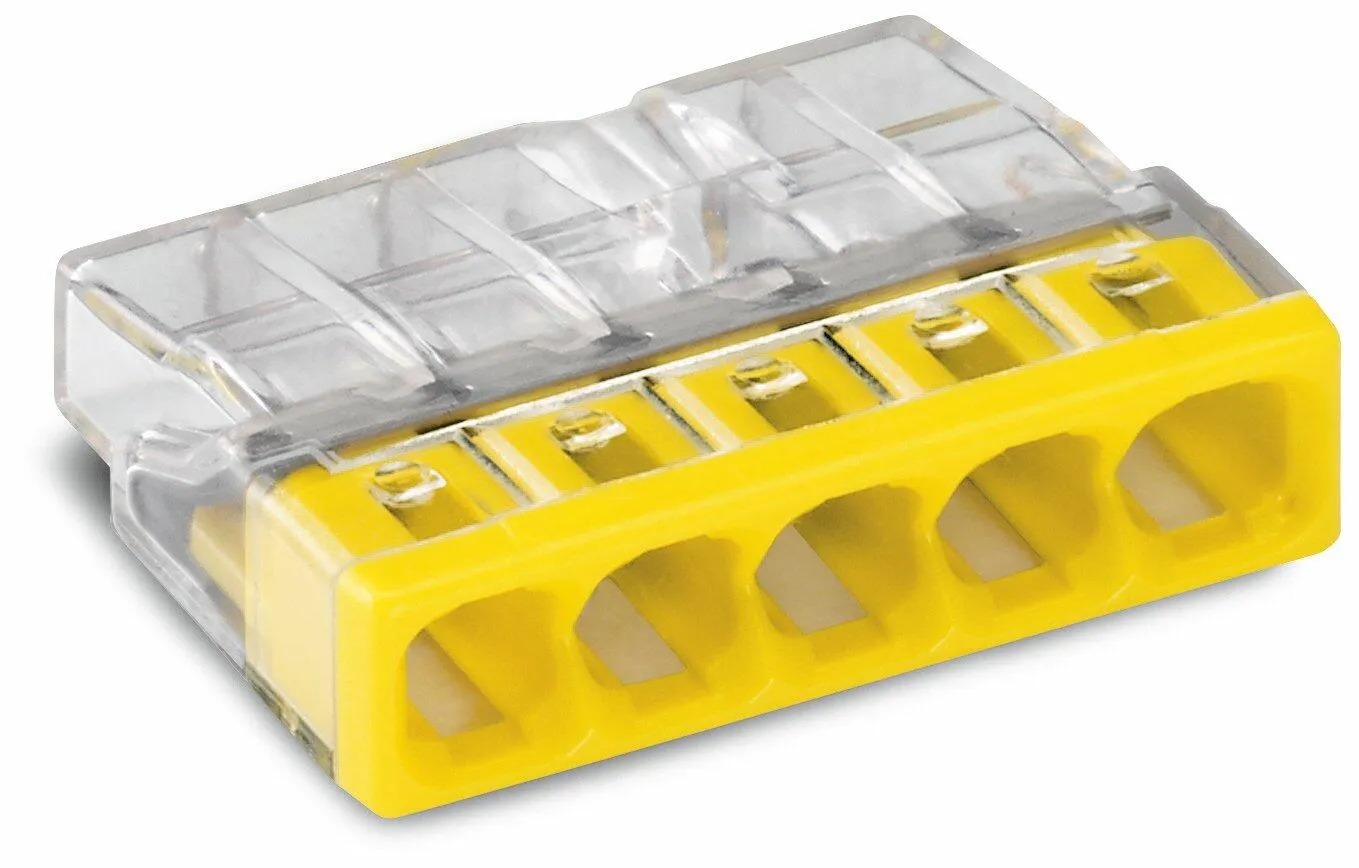 Wago 2273-205 5-Conductor Compact Push Wire Connector Terminal Block Yellow (100 Full Box)