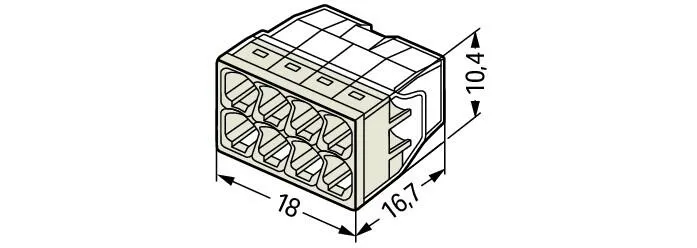 Wago 2273-208 8-Conductor Compact Push Wire Connector Terminal Block Grey (50 Full Box)