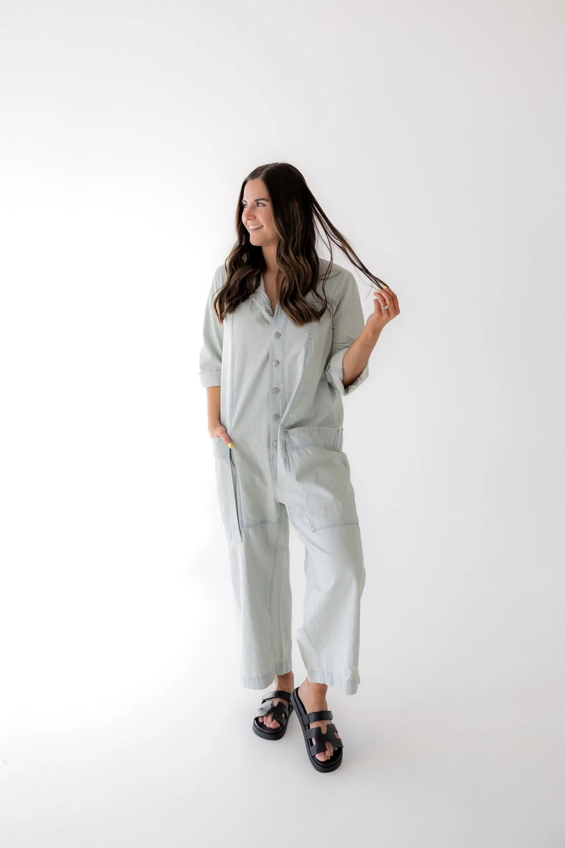 We The Free Margarita Jumpsuit | Light Blue Beam