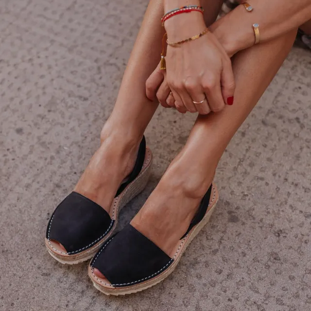 Wide Fit | Wedges | Black (Padded)