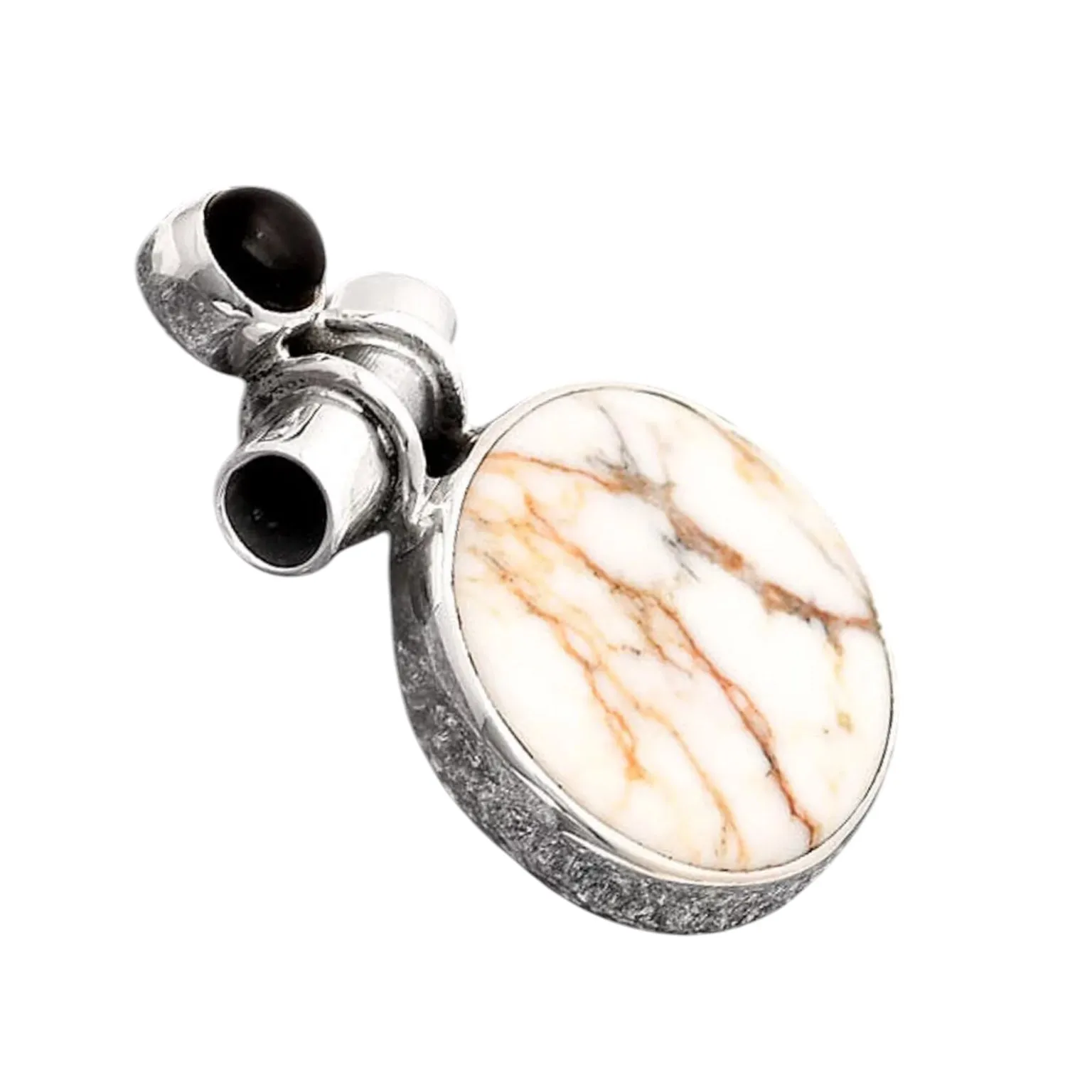Wild Horse Jasper & Black Onyx Solid 925 Sterling Silver Pendant