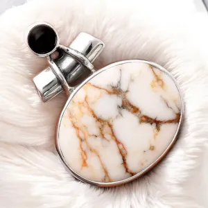Wild Horse Jasper & Black Onyx Solid 925 Sterling Silver Pendant