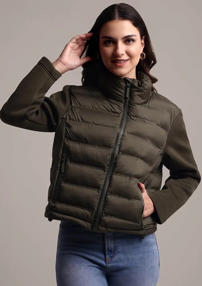 Women's Olive green Quilted Jacket