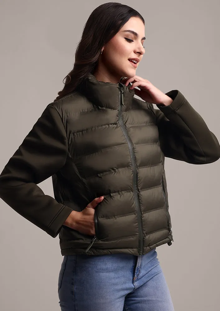 Women's Olive green Quilted Jacket