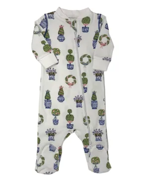 Zipper Footie - Spring Topiaries