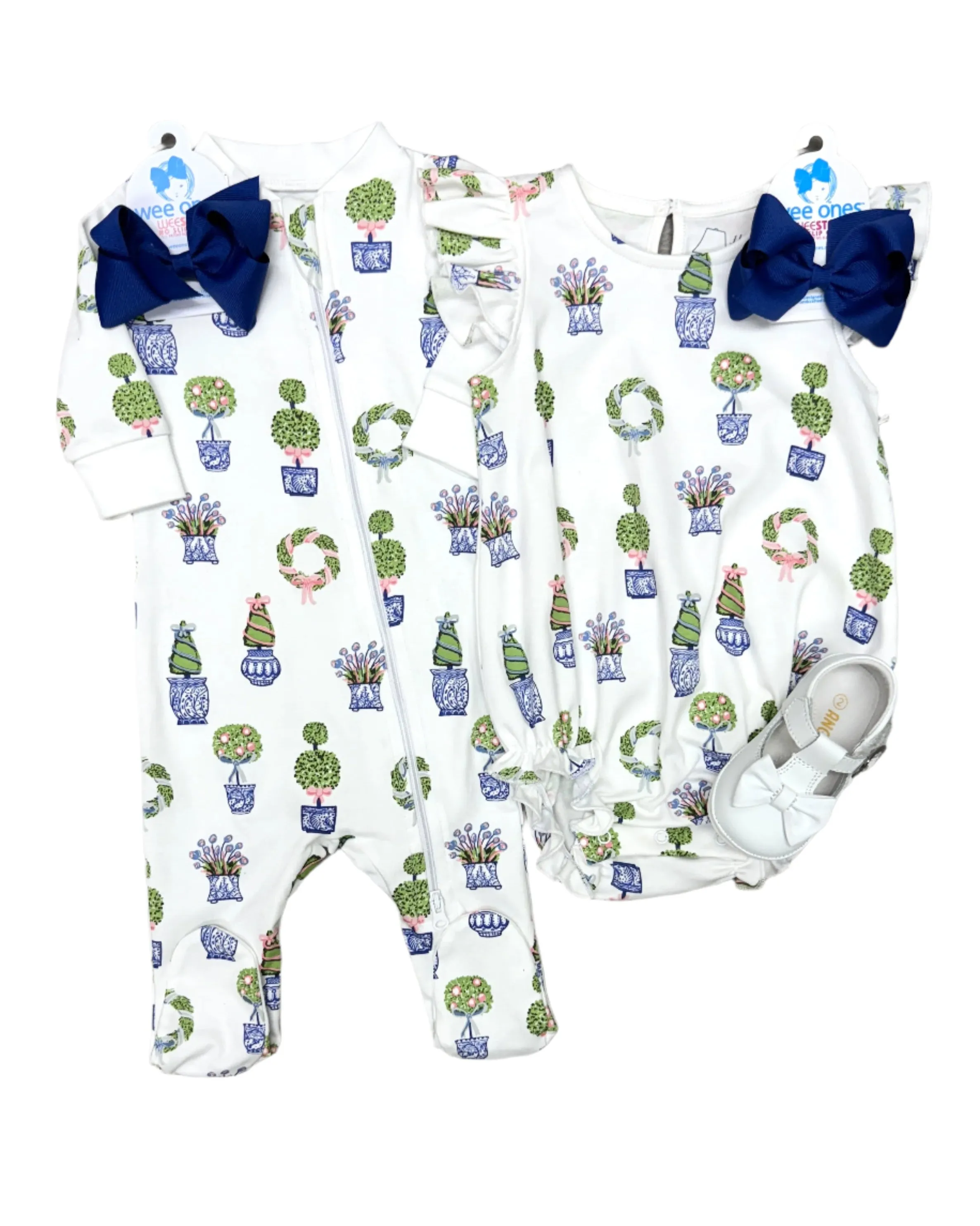 Zipper Footie - Spring Topiaries